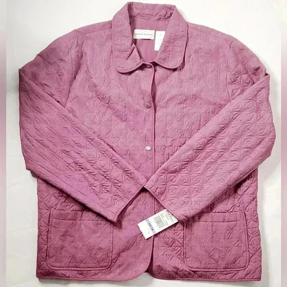 Alfred Dunner Quilted Rose Rhapsody Shacket Snap Button Pocket Sz 18 Vintage Nwt